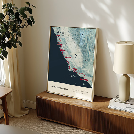 Our Pacific Coast Highway Road Trip Poster - Route Map 10