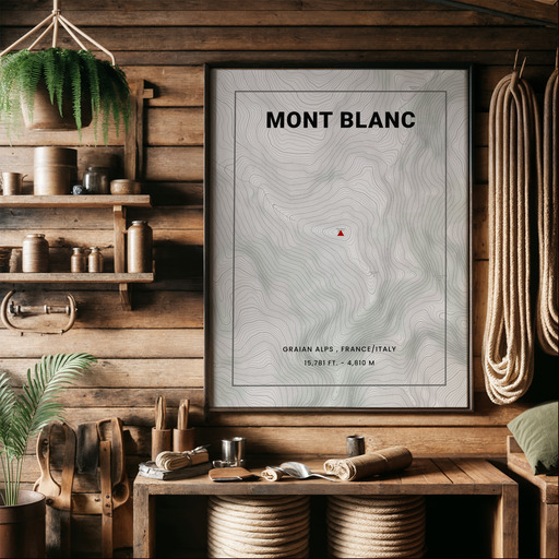 Mont Blanc Poster - Topo Map 9