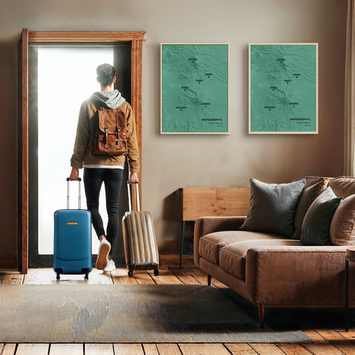 Trip To Popocatépetl Volcano Poster - Terrain Map 9