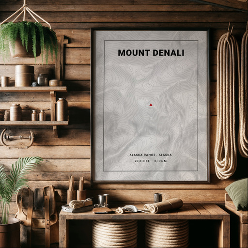 Mount Denali Poster - Topo Map 9