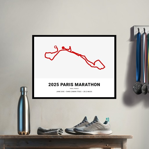 Minimalist 2025 Paris Marathon Poster - Route Map 8