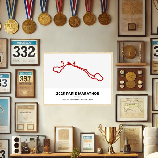 Minimalist 2025 Paris Marathon Poster - Route Map 9
