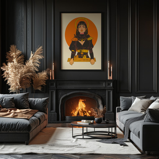 The High Priestess in Vibrant Grunge Print - Custom Tarot Card Poster 11