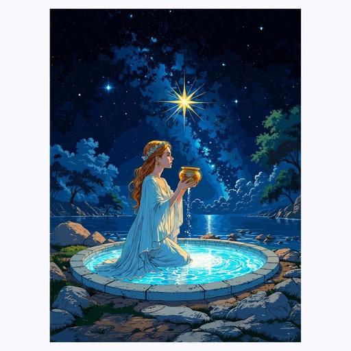 The Star in Vibrant Grunge Print - Custom Tarot Card Poster 6