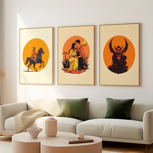 The Lovers in Vibrant Grunge Print - Custom Tarot Card Poster 8