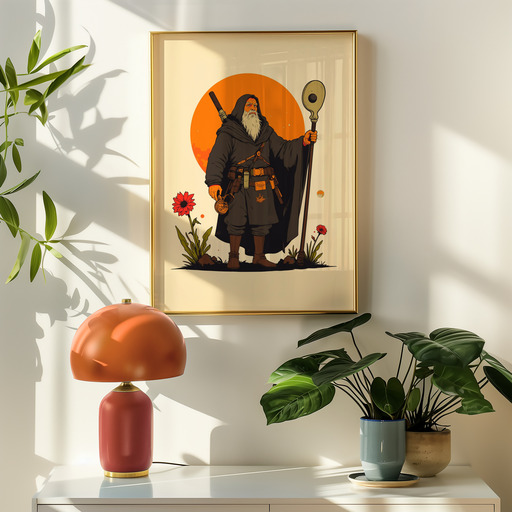 The Hermit in Vibrant Grunge Print - Custom Tarot Card Poster 9