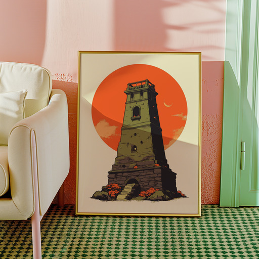The Tower in Vibrant Grunge Print - Custom Tarot Card Poster 10