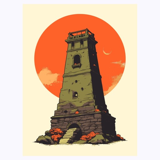 The Tower in Vibrant Grunge Print - Custom Tarot Card Poster 6