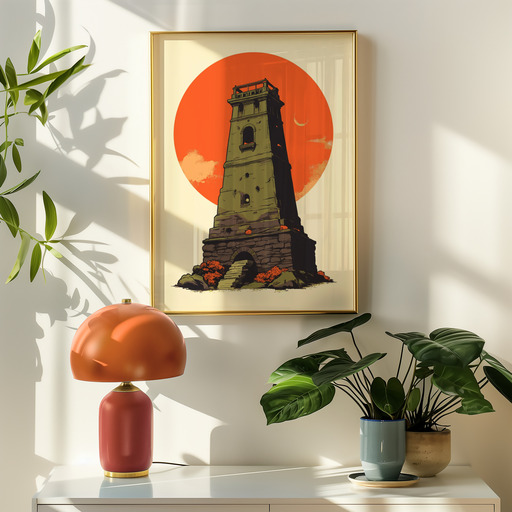 The Tower in Vibrant Grunge Print - Custom Tarot Card Poster 9