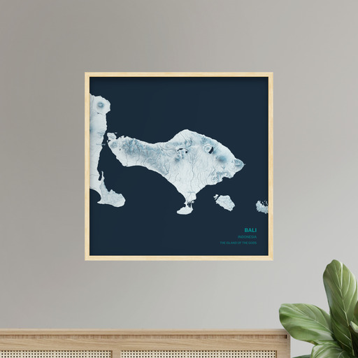 Island of Bali Poster - Terrain Map 8