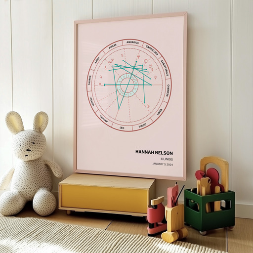 Our Daughter's Birth Poster - Natal Chart 8