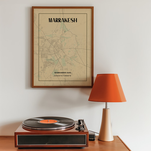 Marrakesh in Vintage Poster - Street Map 10