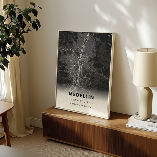 Medellin in Dark Poster - Street Map 9