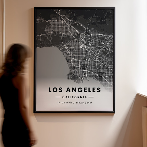 Los Angeles in Dark Poster - Street Map 11