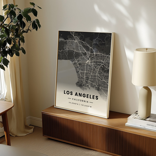 Los Angeles in Dark Poster - Street Map 9