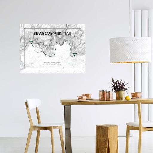 Grand Canyon Rim Trail Hiking Trip Poster - Route Map 11