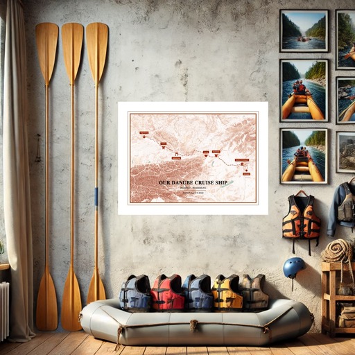 Our Danube River Cruise Trip Poster - Hill Shade Map 8