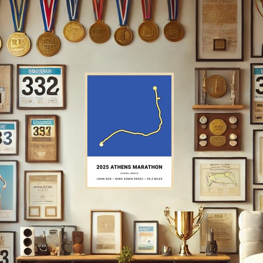 Minimalist 2025 Athens Marathon Poster - Route Map 10