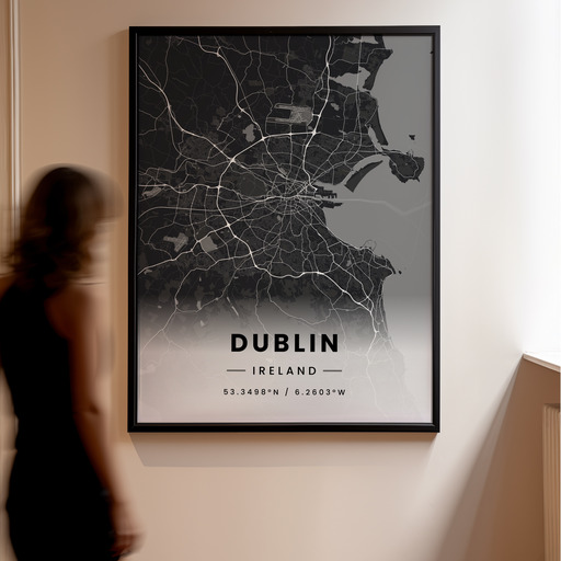 Dublin in Dark Poster - Street Map 11