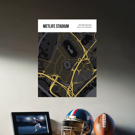 NY Giants Stadium Poster - Street Map 9