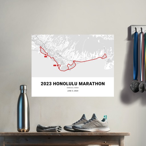 2023 Honolulu Marathon Poster - Route Map 8