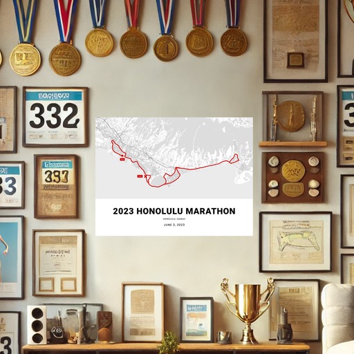 2023 Honolulu Marathon Poster - Route Map 9