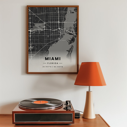 Miami in Dark Poster - Street Map 10