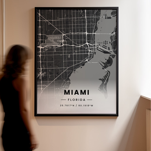Miami in Dark Poster - Street Map 11
