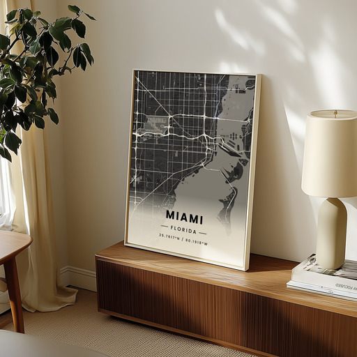 Miami in Dark Poster - Street Map 9