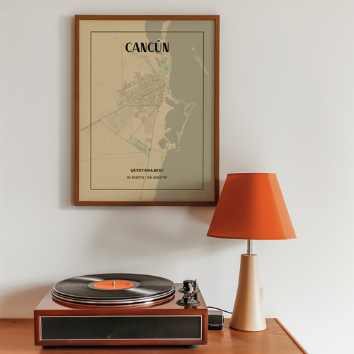 Cancun in Vintage Poster - Street Map 10