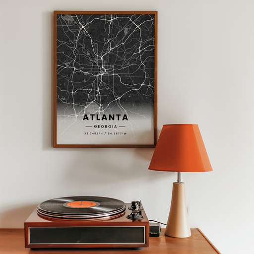 Atlanta in Dark Poster - Street Map 10