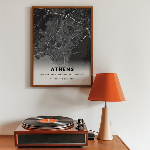 Athens in Dark Poster - Street Map 10
