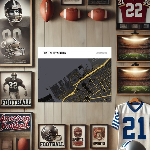 Cleveland Browns Stadium Poster - Street Map 9