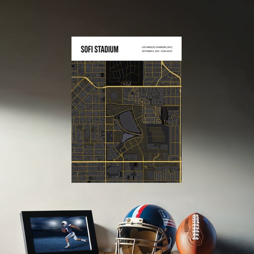 Los Angeles Chargers Stadium Poster - Street Map 9