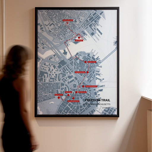Boston Freedom Trail Map Poster - Route Map 11