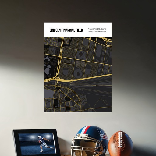 Philadelphia Eagles Stadium Poster - Street Map 9