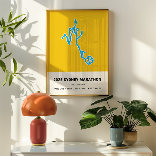 Minimalist 2025 Sydney Marathon Poster - Route Map 8