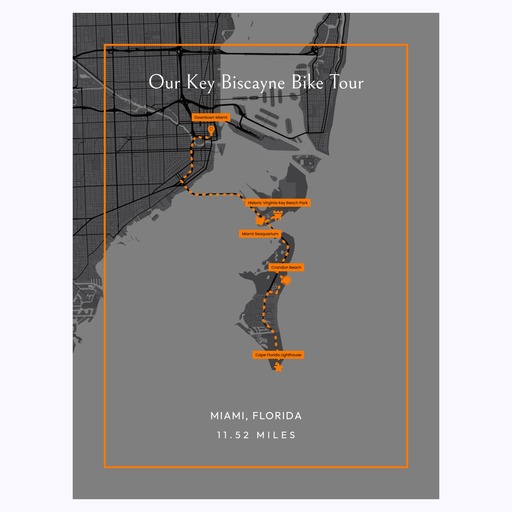 Our Key Biscayne Bicycle Ride Poster - Route Map 6
