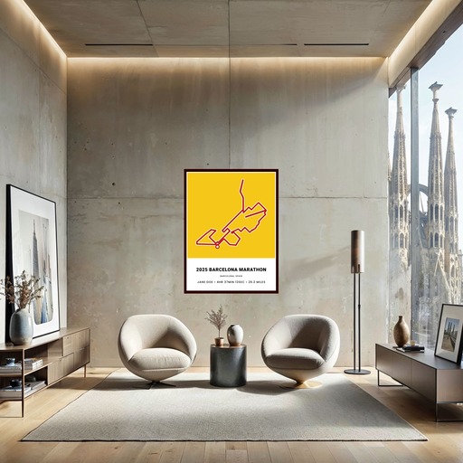 Minimalist 2025 Barcelona Marathon Poster - Route Map 11