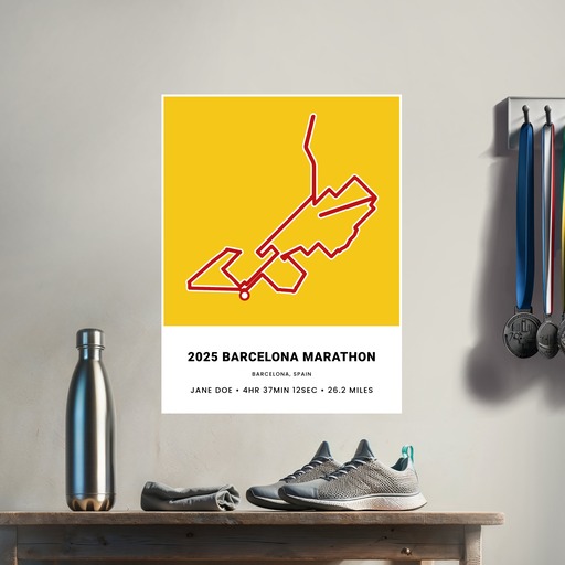 Minimalist 2025 Barcelona Marathon Poster - Route Map 9