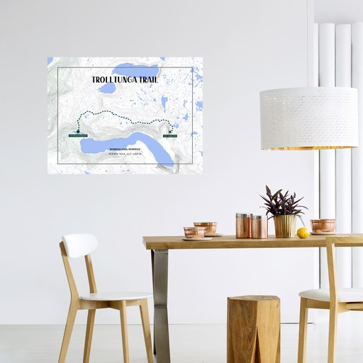 Trolltunga Trail Hiking Trip Poster - Route Map 11