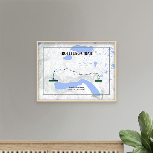 Trolltunga Trail Hiking Trip Poster - Route Map 8