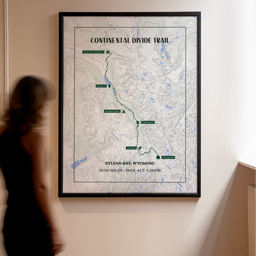 Continental Divide Trail Hiking Trip Poster - Route Map 10