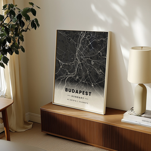 Budapest in Dark Poster - Street Map 9