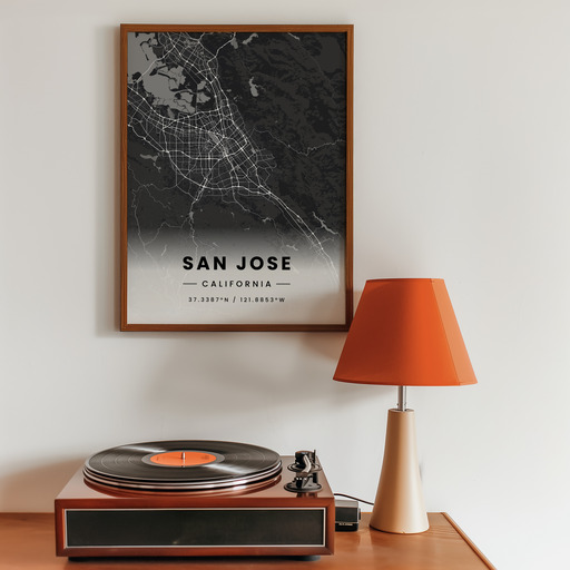 San Jose in Dark Poster - Street Map 10
