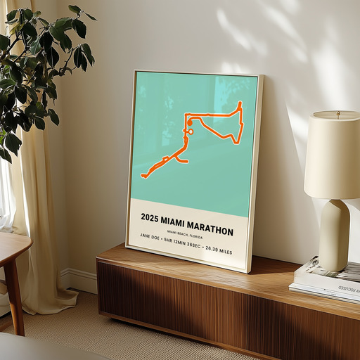 Minimalist 2025 Miami Marathon Poster - Route Map 11