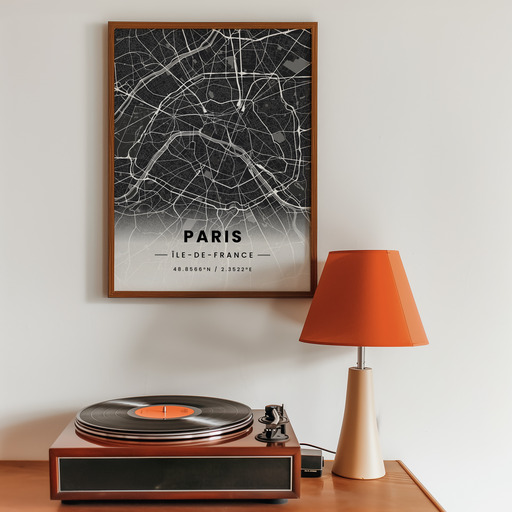 Paris in Dark Poster - Street Map 10