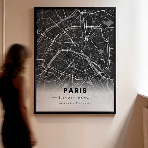 Paris in Dark Poster - Street Map 11