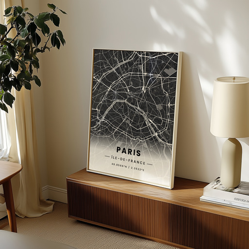 Paris in Dark Poster - Street Map 9