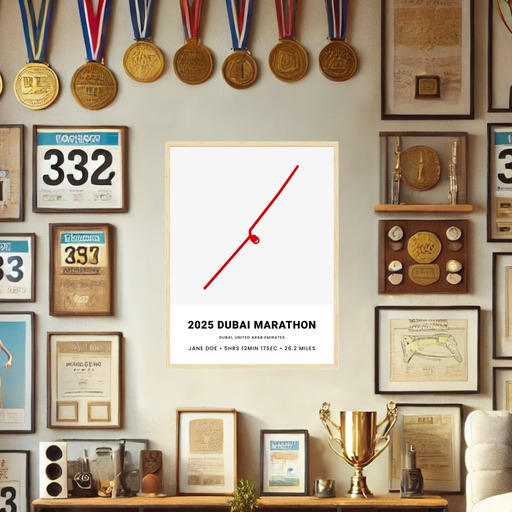 Minimalist 2025 Dubai Marathon Poster - Route Map 10